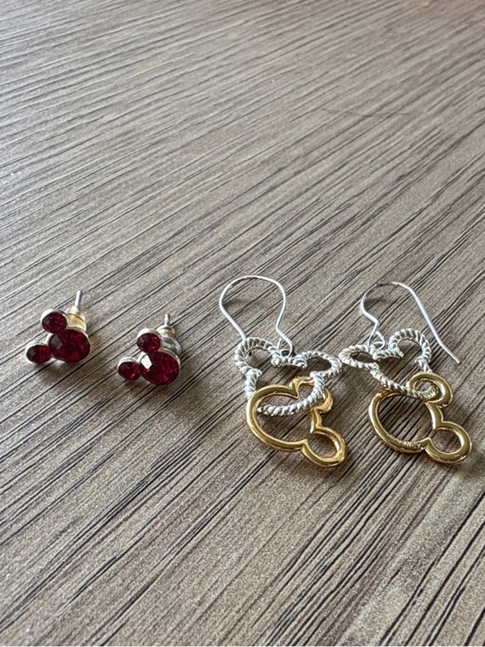 Set of 2 Disney Mickey Mouse Drop Earrings and Red Studs